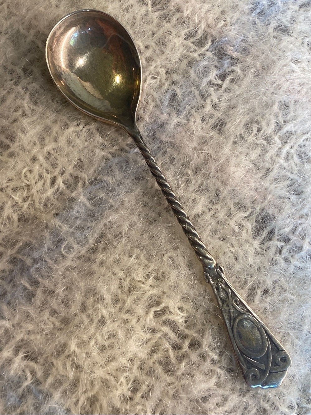 Vintage Soviet 875 Silver Spoon Twisted Handle USSR Russian Silver